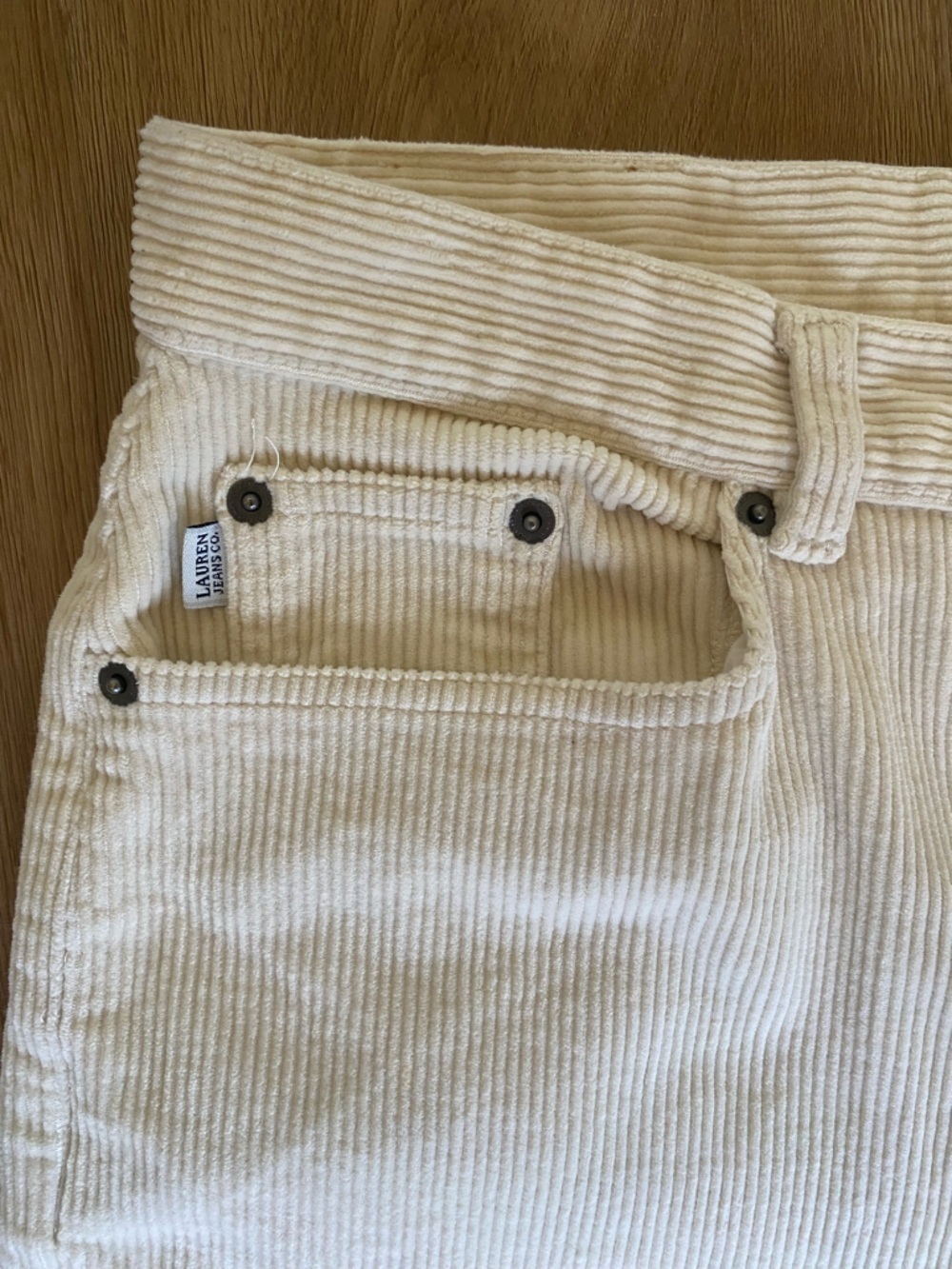 Ralph Lauren White Cream Corduroy Straight-Leg Pants - Picture 5 of 9